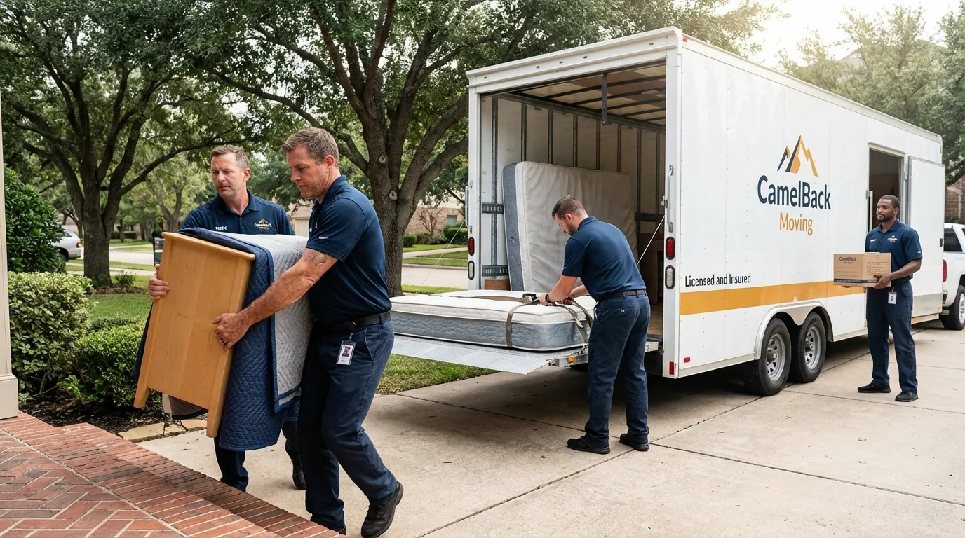 Crew loading residential truck for cross-state move from West Hartford, CT