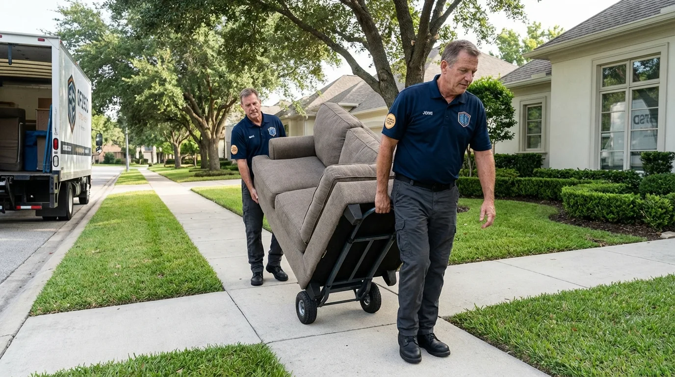 Local residential moving crew loading furniture in West Hartford, CT