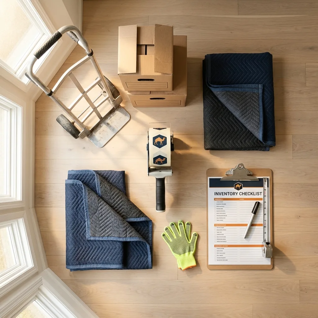 Professional moving supplies and packing materials layout for West Hartford residential relocations